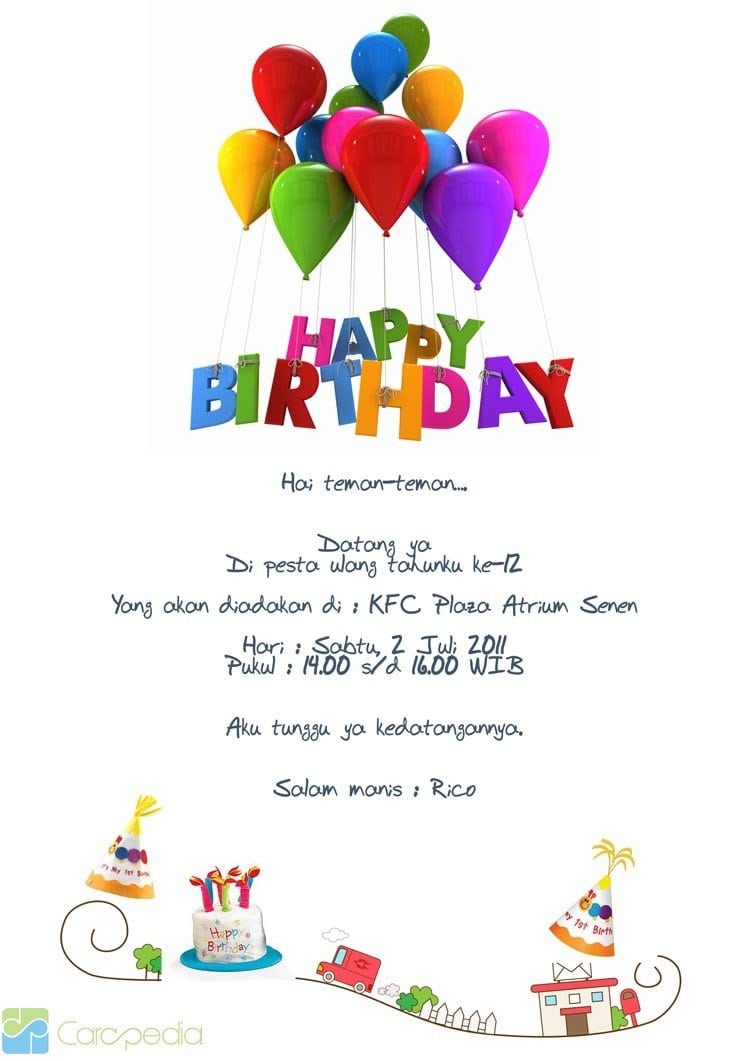 Contoh Invitation Birthday Party