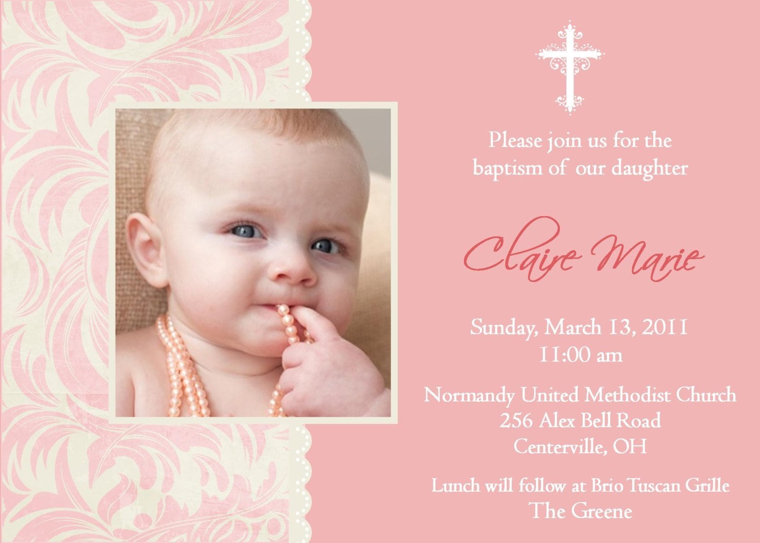 Baptismal Invitation Card Template