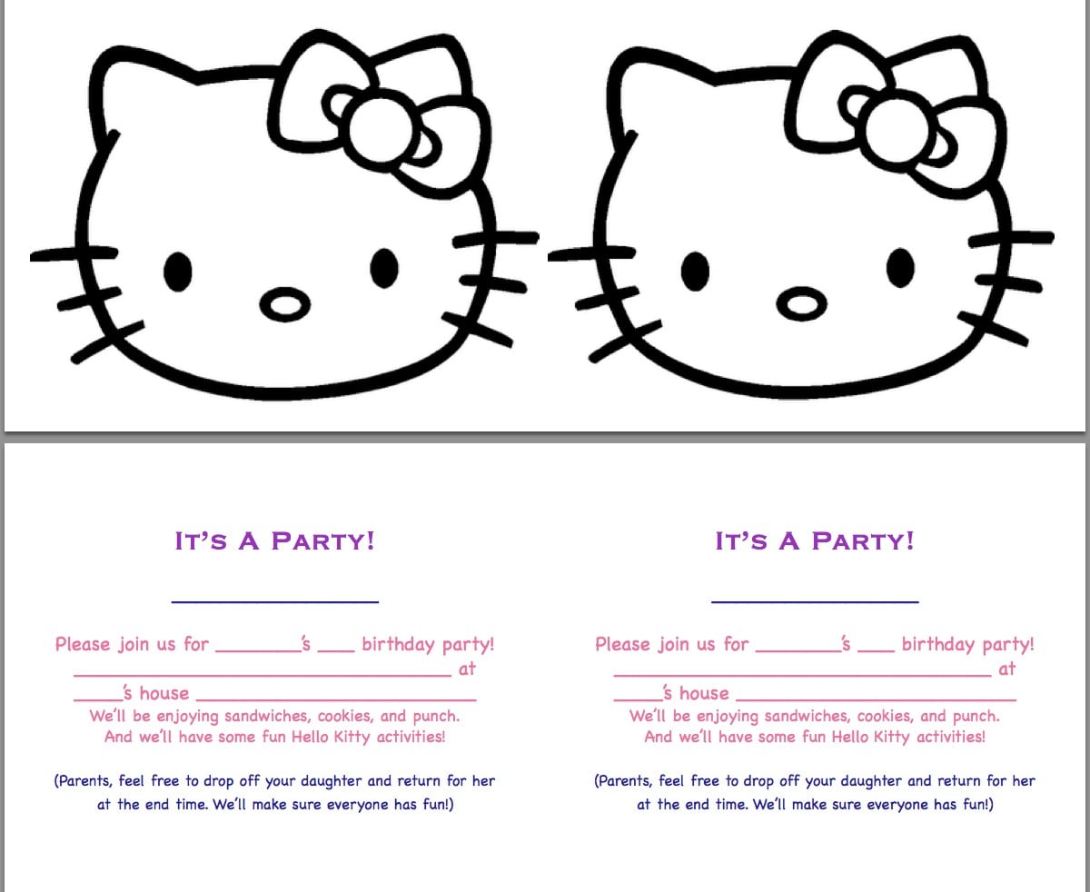 hello kitty invitations printable free