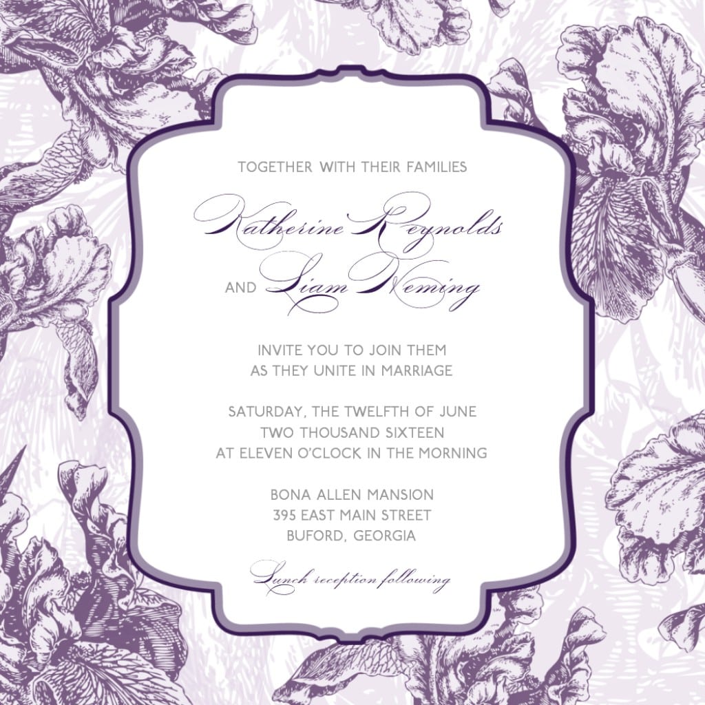 purple wedding invitation templates free