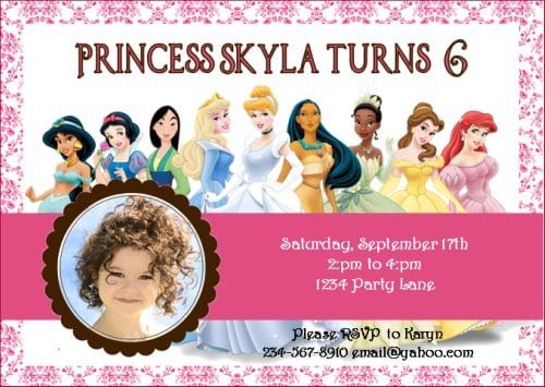 free printable princess invitations