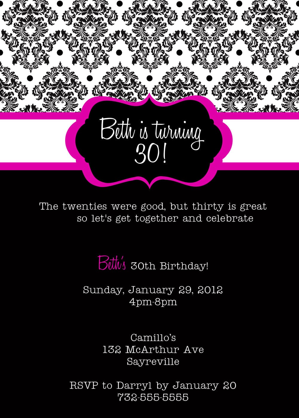 30th Birthday Invitations Printable