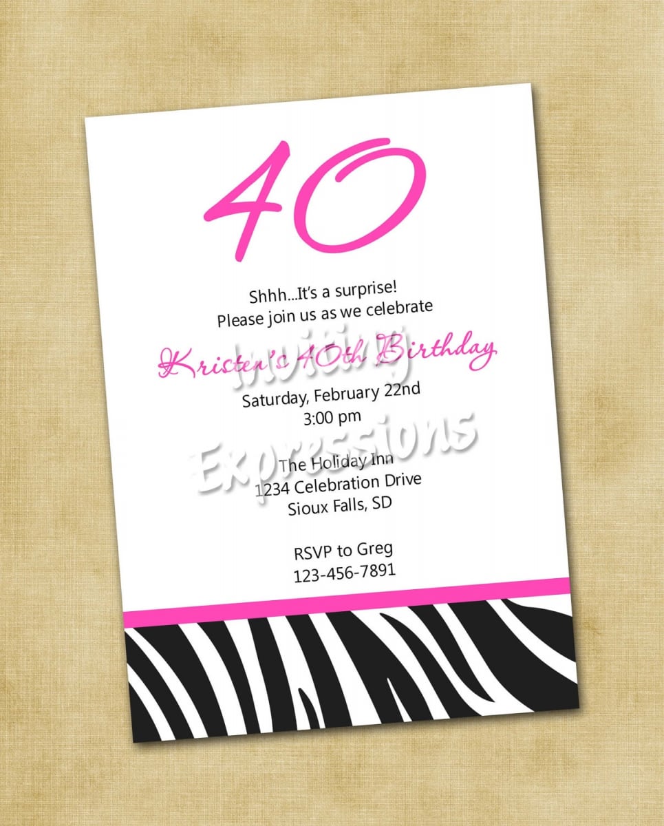 40th Birthday Invitation Wording