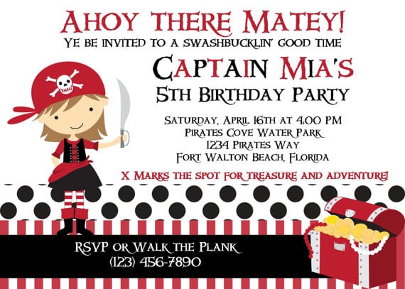 Girl Pirate Party Invitation