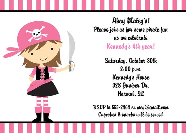 Girl Pirate Party Invitation