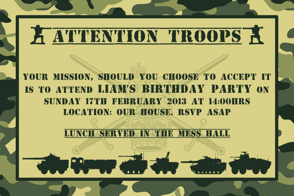 Army Birthday Invitations Free