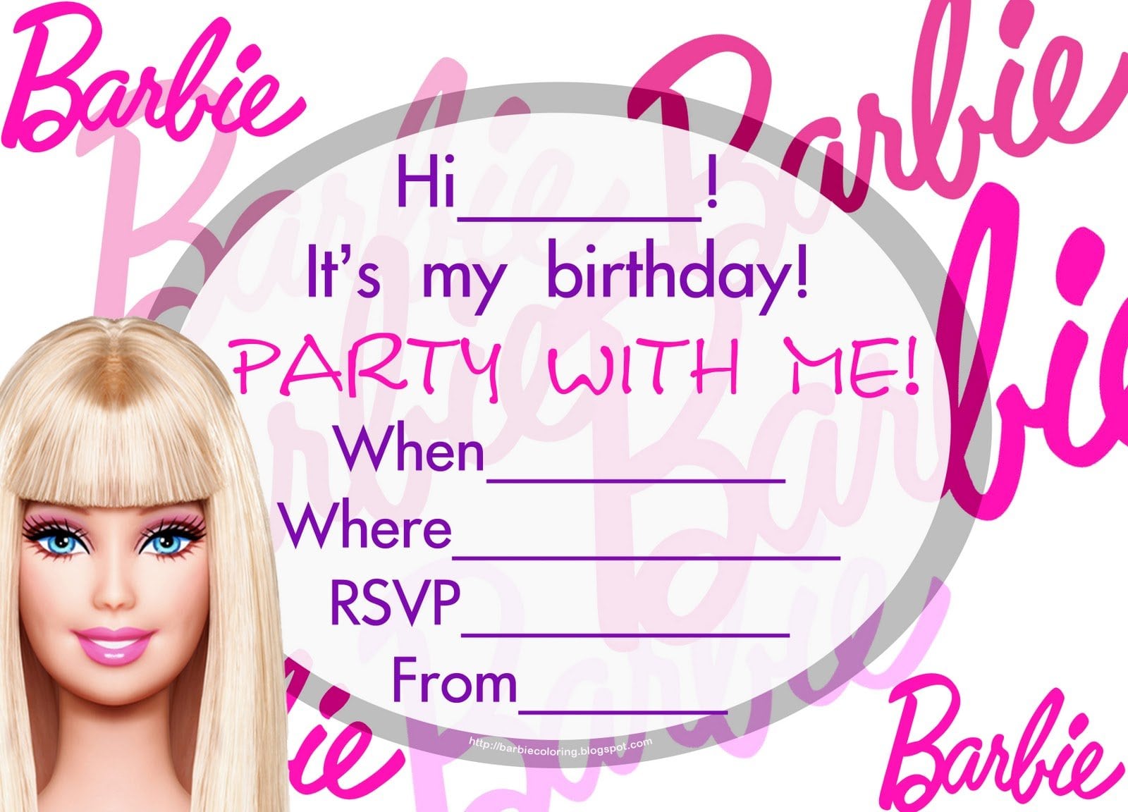 Barbie Birthday Invitations Templates