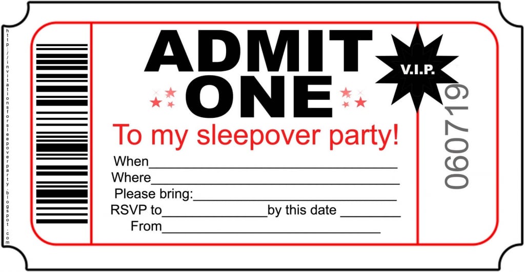 Birthday Party Sleepover Invitations Free