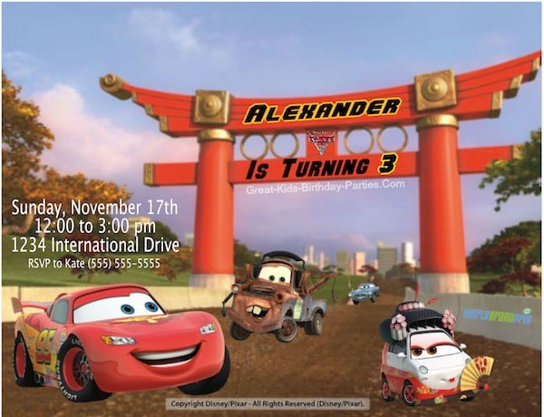 Disney Cars Invitation Free Download 4