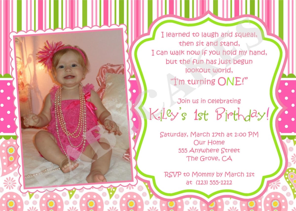 First Birthday Invitation Sample