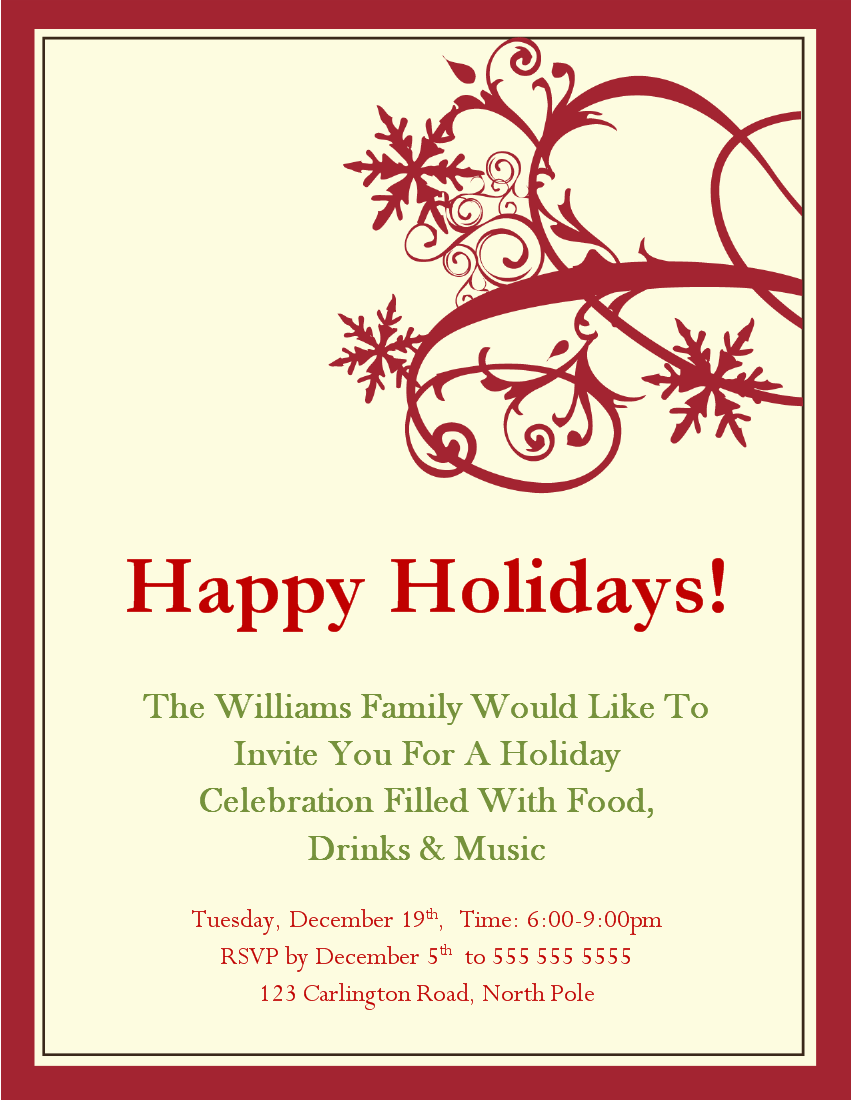 Free Holiday Invitation Templates Word