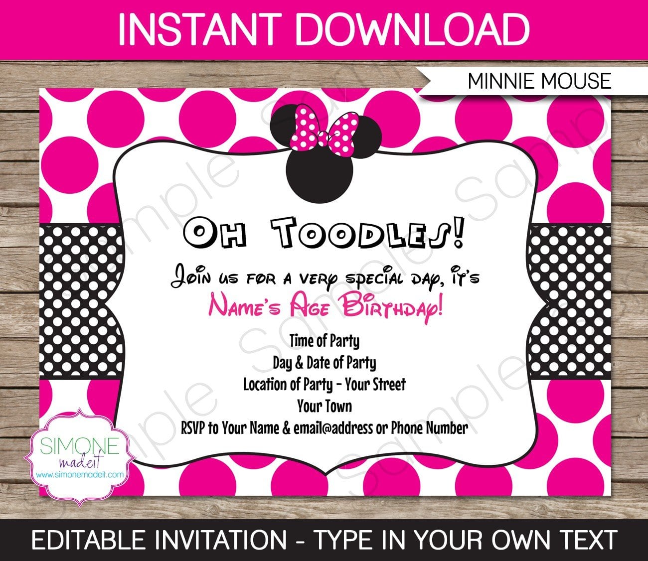 Free Invitation Templates Minnie Mouse 2015