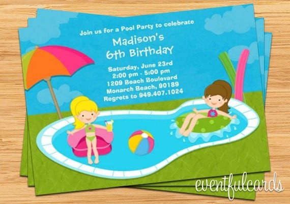 Free Kids Pool Party Invitations Printable 4