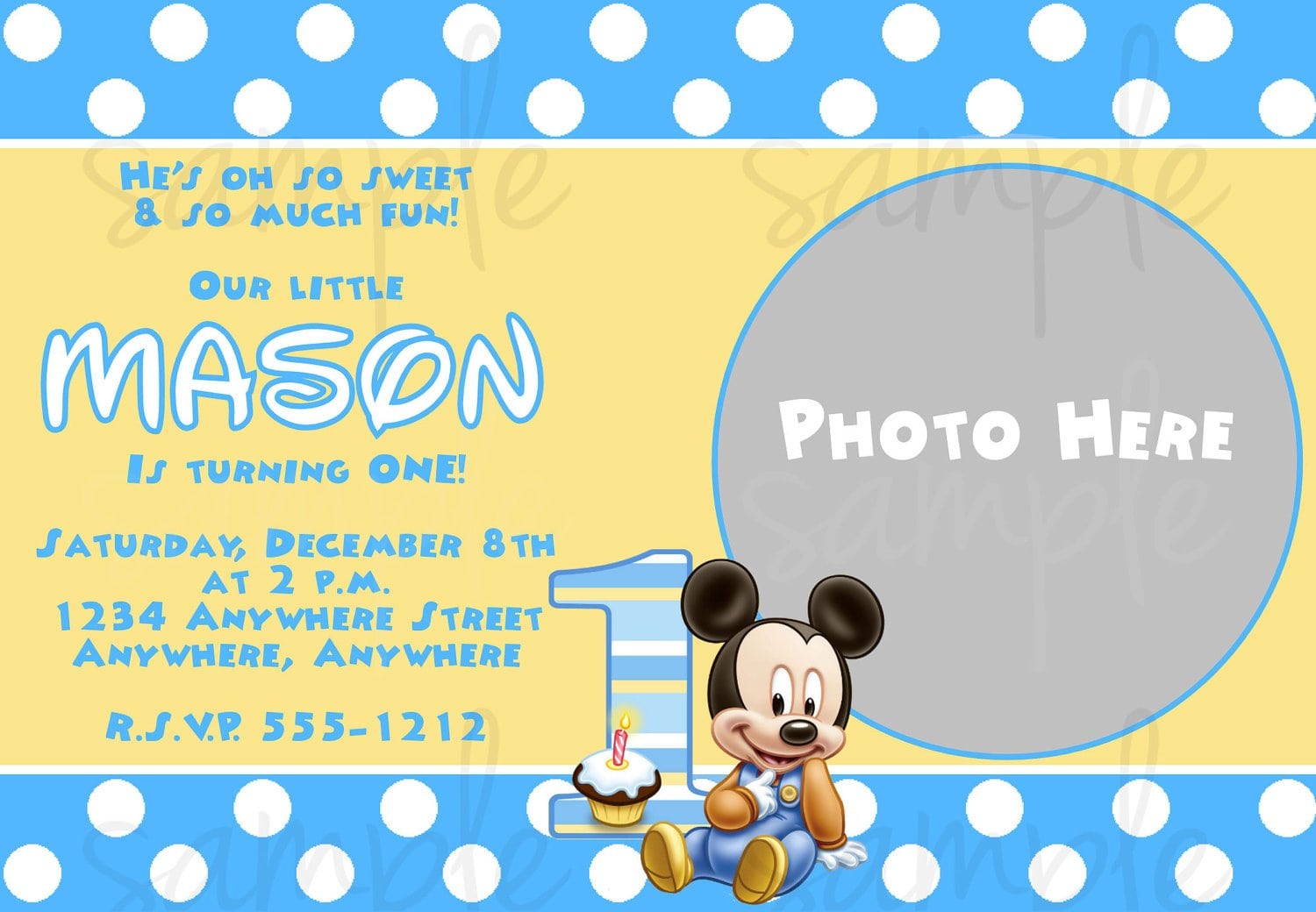 Free Printable Baby Mickey Mouse Birthday Invitations