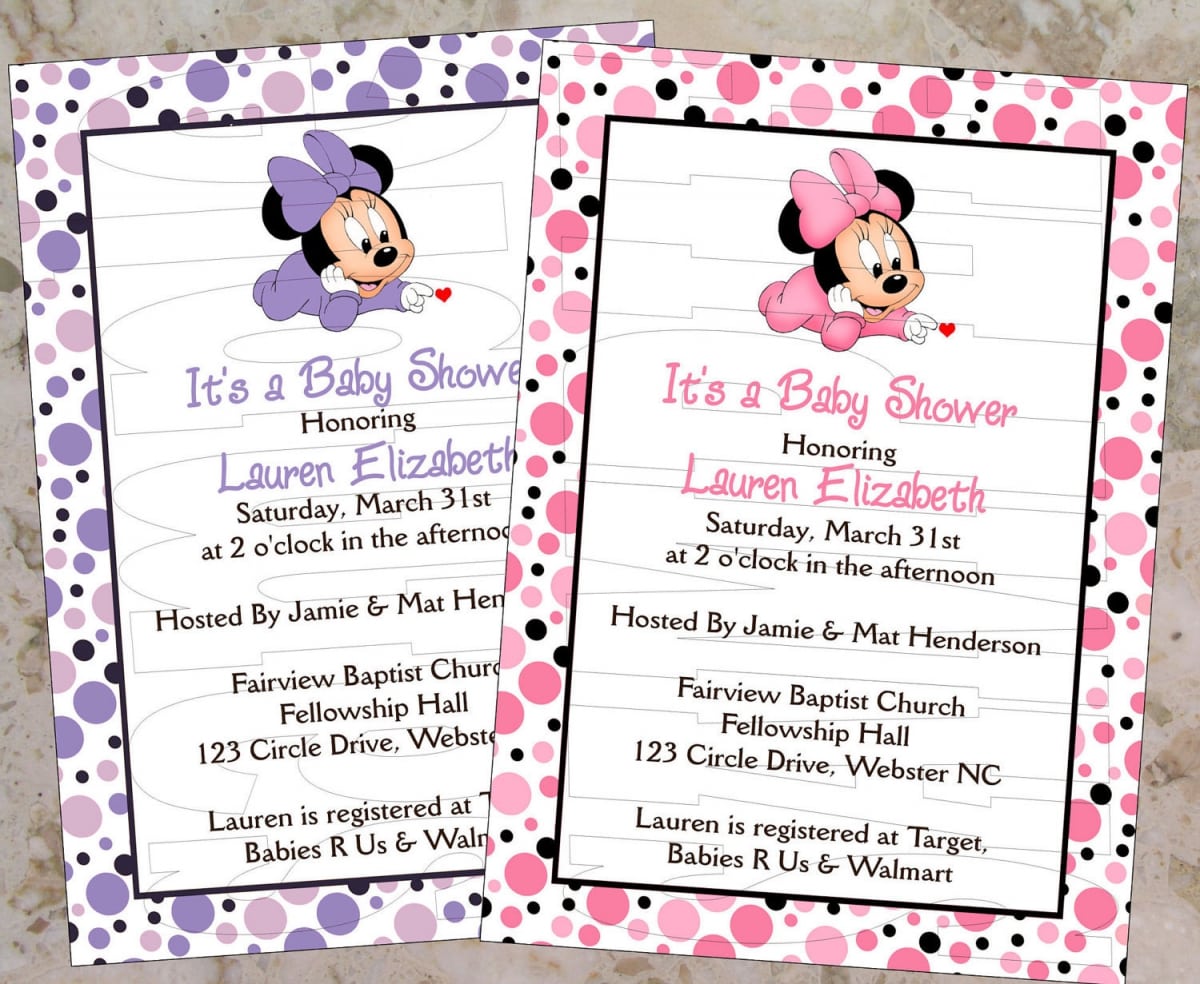 Free Printable Baby Minnie Mouse Baby Shower Invitations
