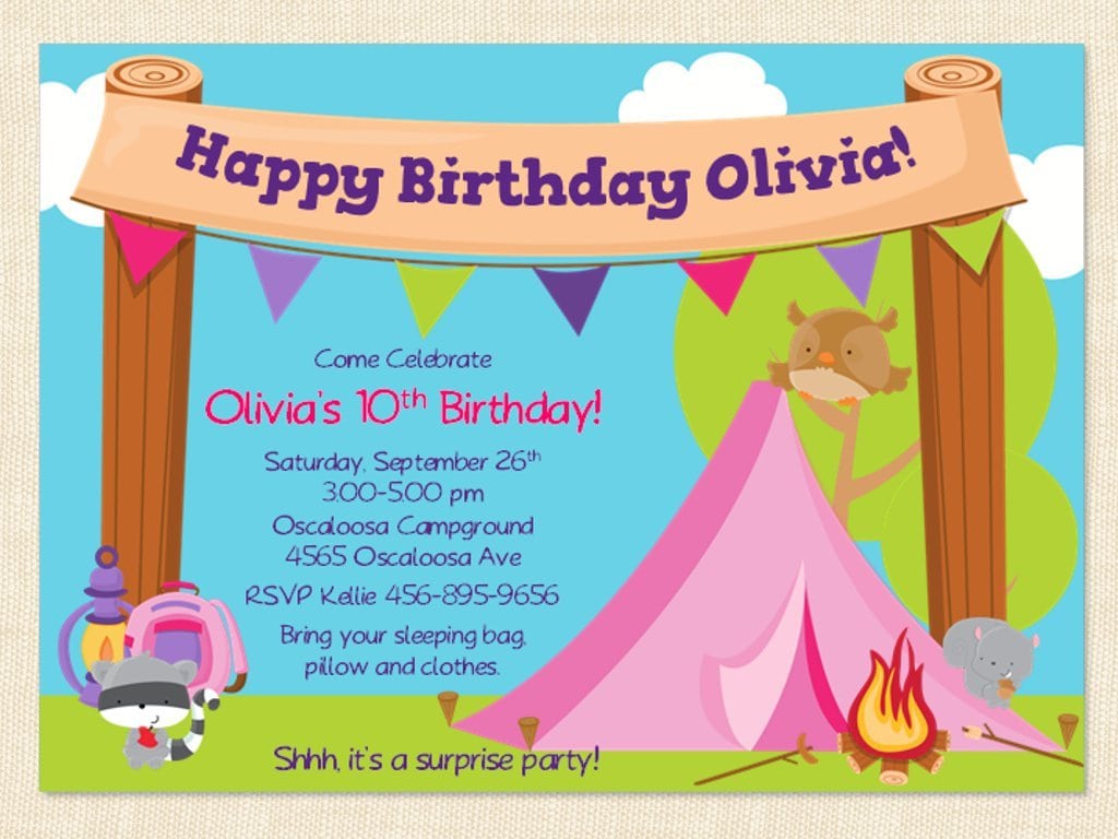 Camping Birthday Invitations Printable Free