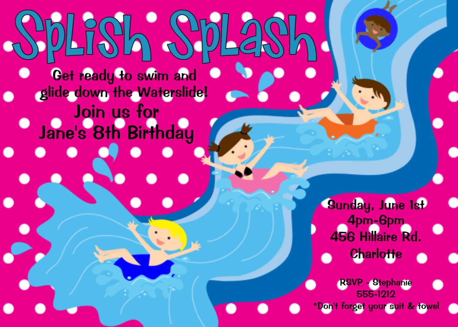 Free Printable Pool Birthday Invitations