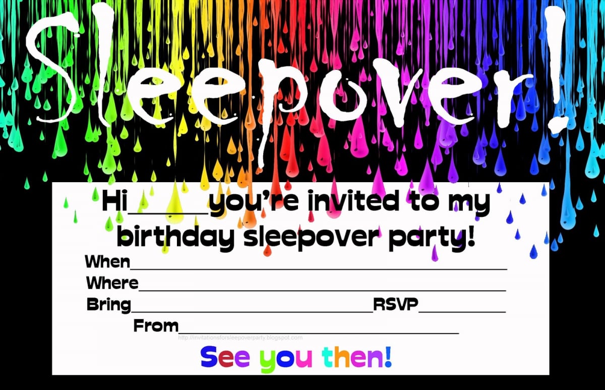 Free Printable Slumber Party Invitations Girls Zebra 