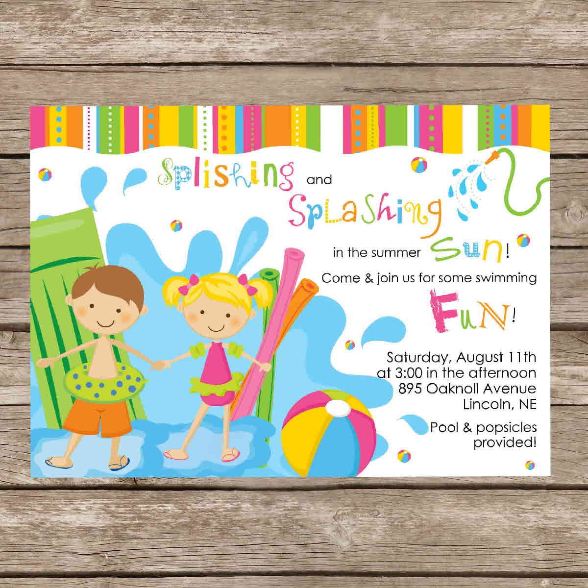 Free Printable Birthday Pool Party Invitations