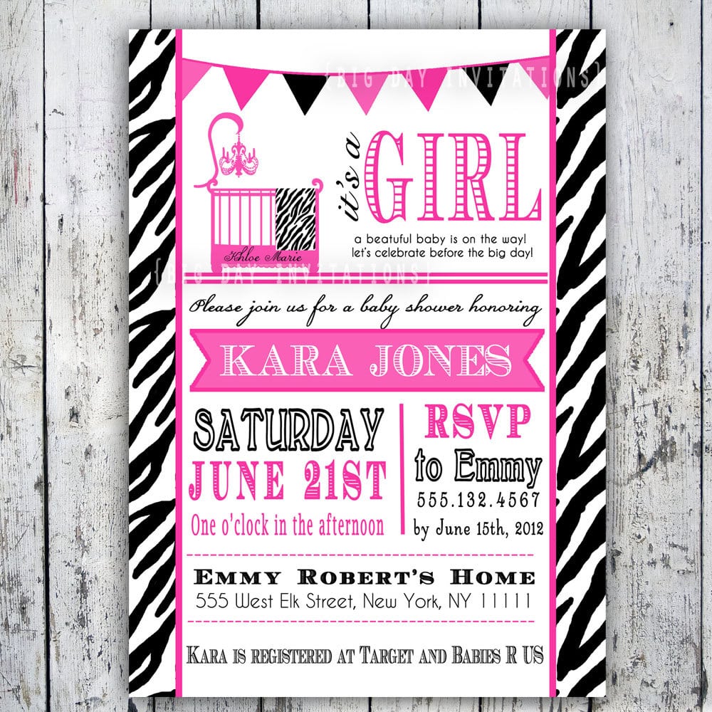 Free Printable Zebra Print Invitations Baby Shower