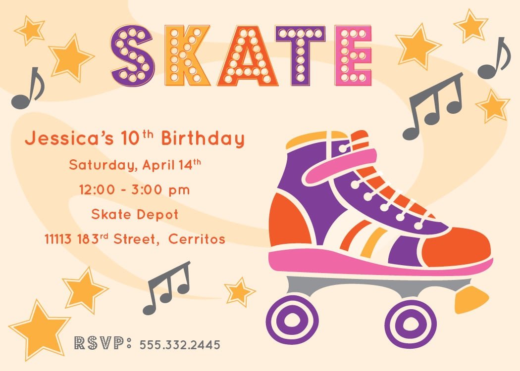 Free Roller Skating Party Invitation Template