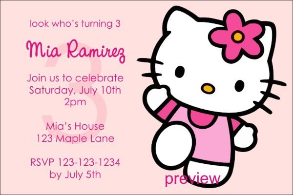 Hello Kitty Birthday Invitation Free Templates