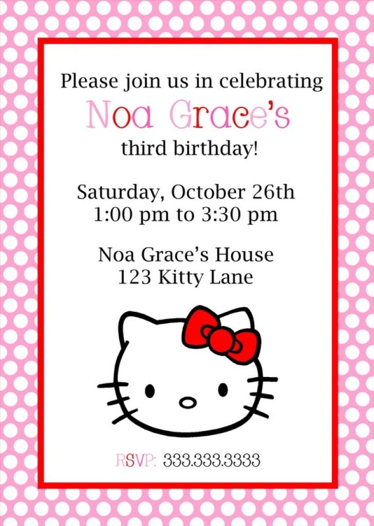 Hello Kitty Ticket Invitations Template 2
