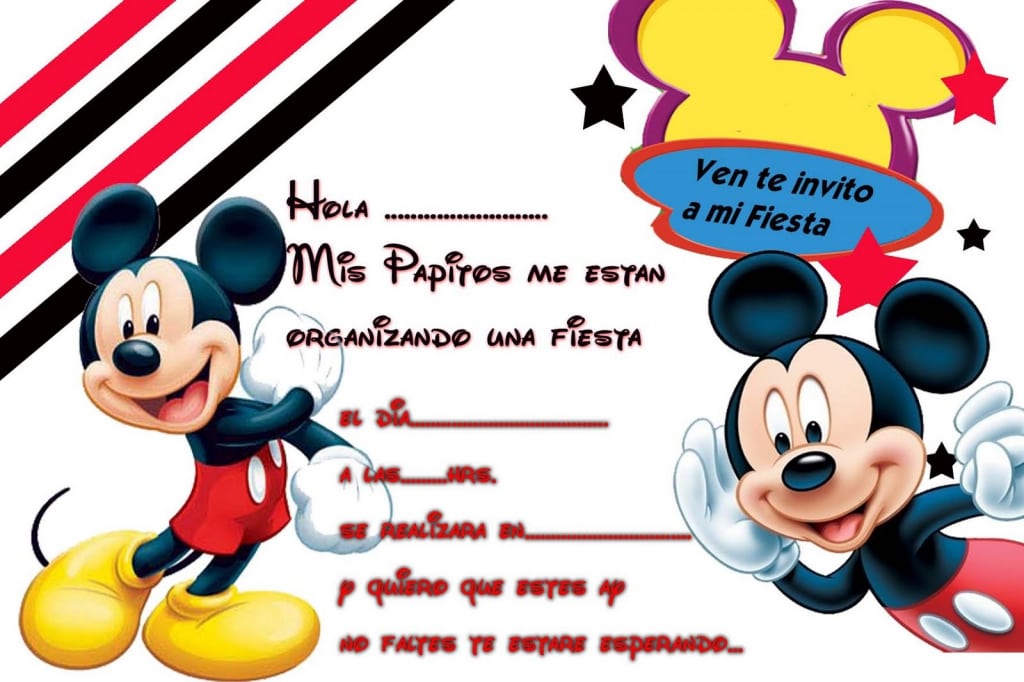 Invitaciones Mickey Mouse Para Cumpleanos