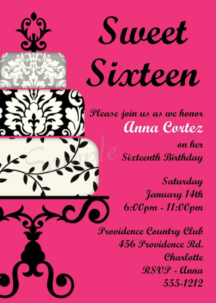 Invitation Templates For Sweet 16 Party