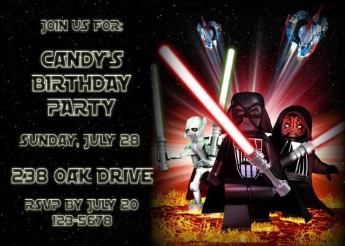 Lego Star Wars Invitations