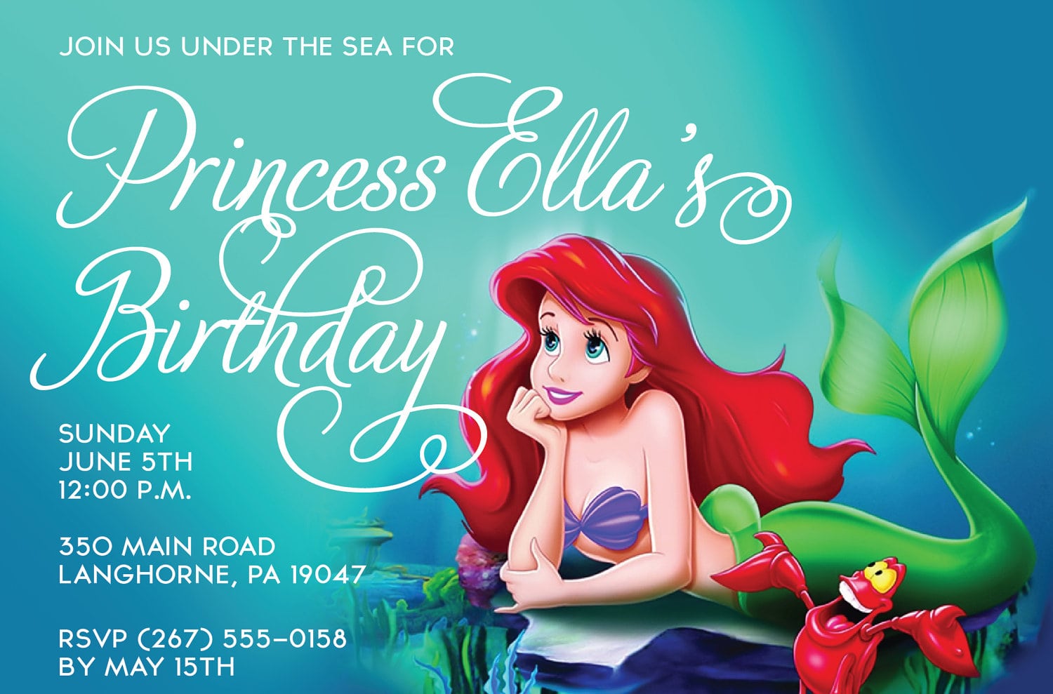 Little Mermaid Birthday Invite Template