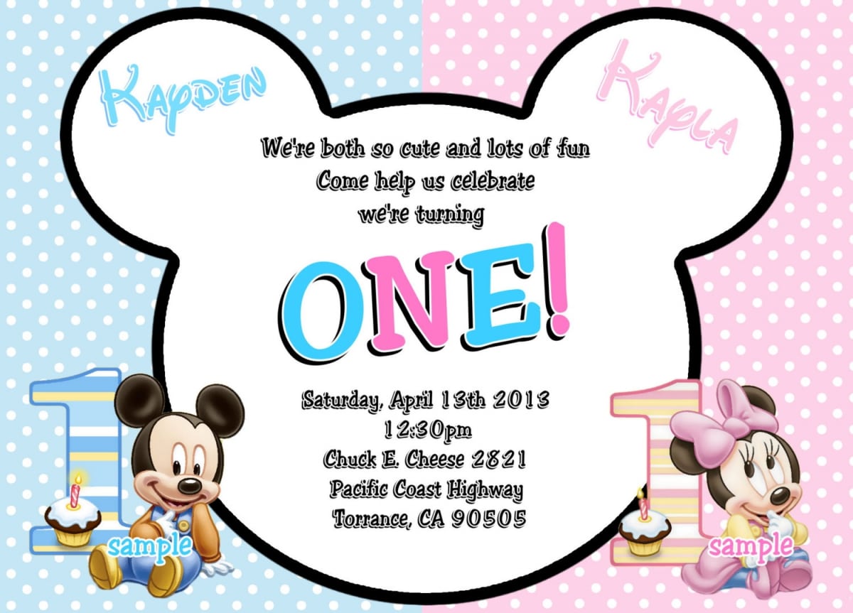 Mickey Mouse Minnie Mouse Baby Invitation