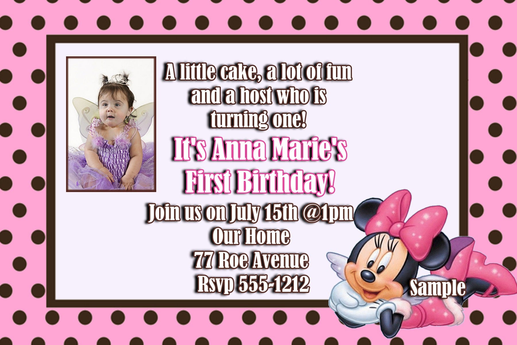Minnie Mouse Invitation Layout 4