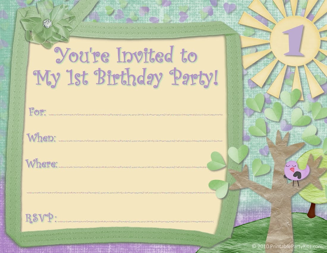 Printable 1st Birthday Invitation