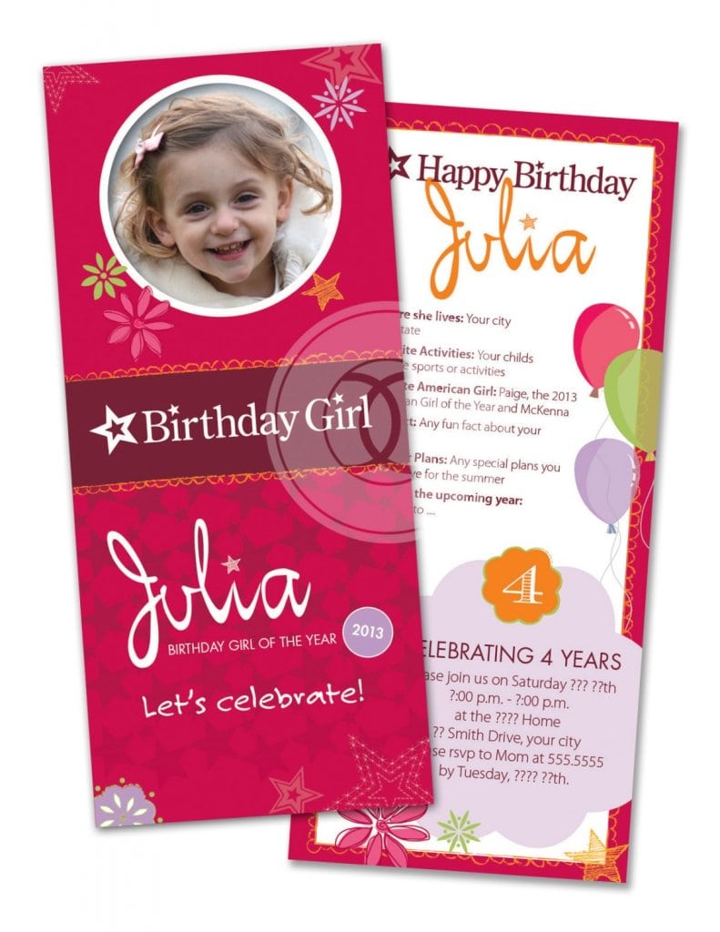 American Girl Invitations Printable Free