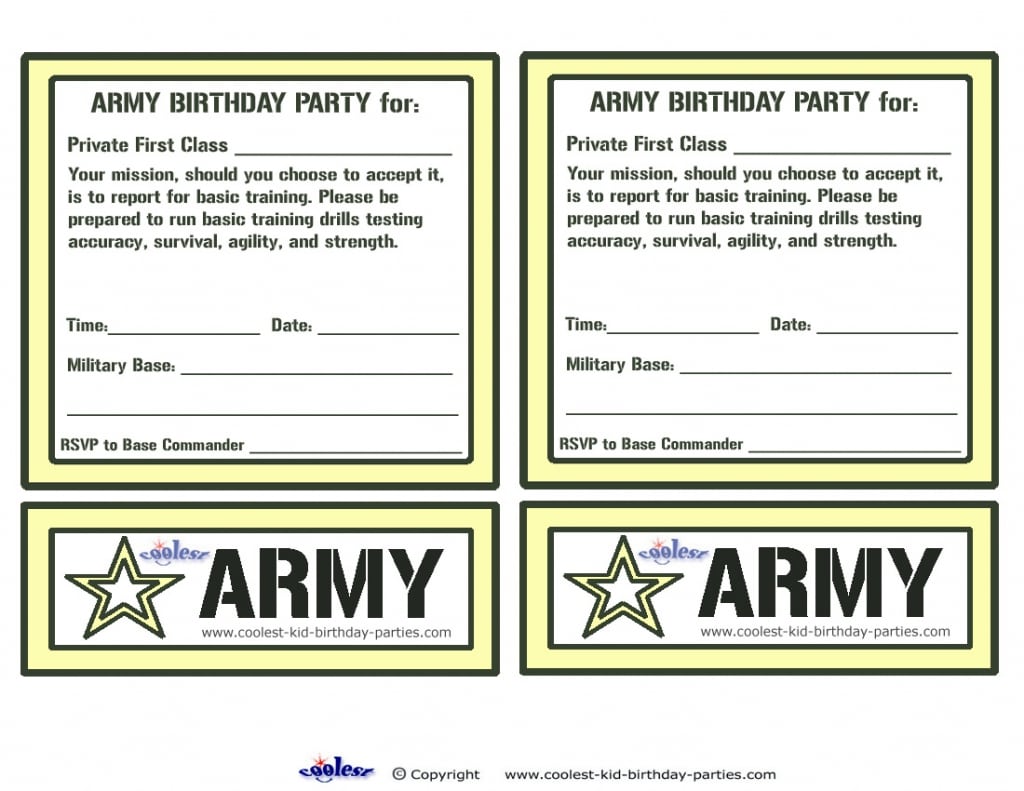 Printable Army Birthday Invitations Free