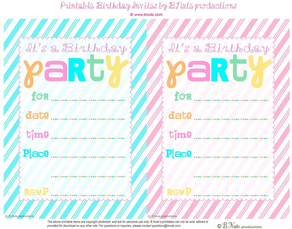 Printable Birthday Party Invitations For 11 Year Old