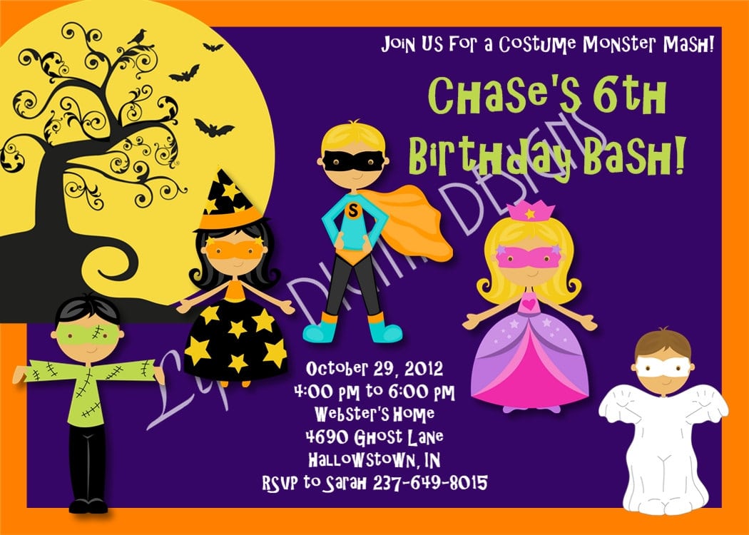 Printable Halloween Birthday Party Invitations