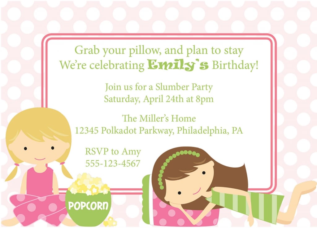 Printable Slumber Party Birthday Invitations Free