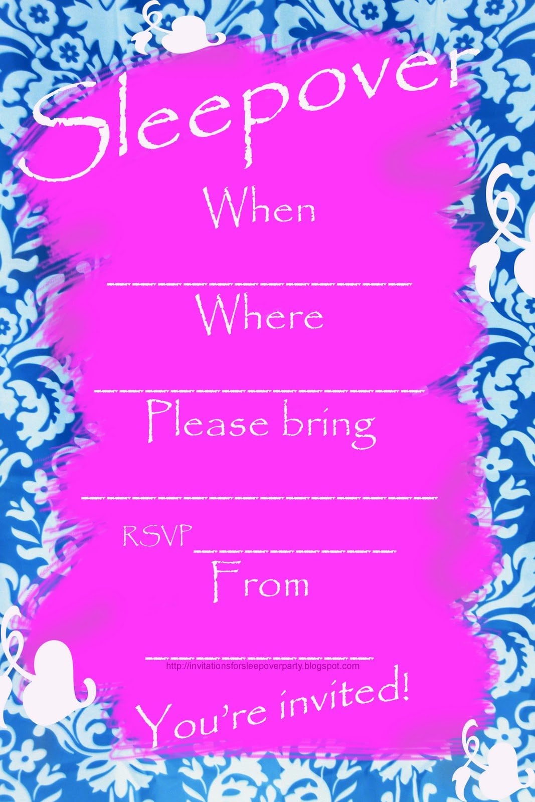Sleepover Invitations For Tween Girls Printable