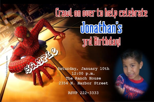 Spiderman Invitations Template