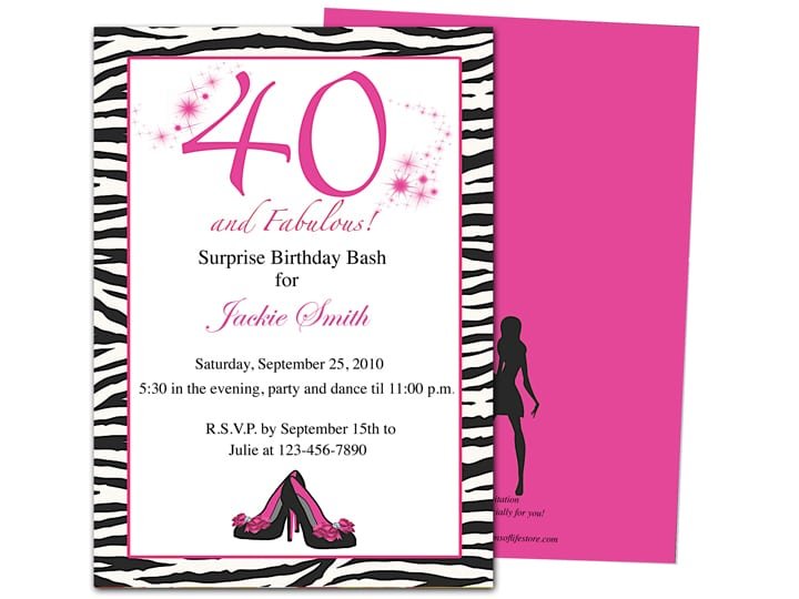 40th Birthday Invitations Templates