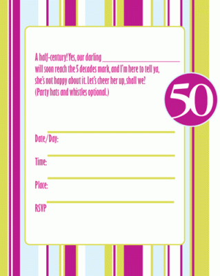50th Birthday Invitations Free Printable