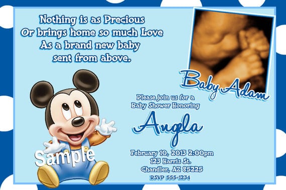 Baby Mickey Invitations Baby Shower