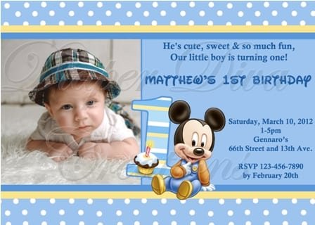 Baby Mickey Invitations Birthday