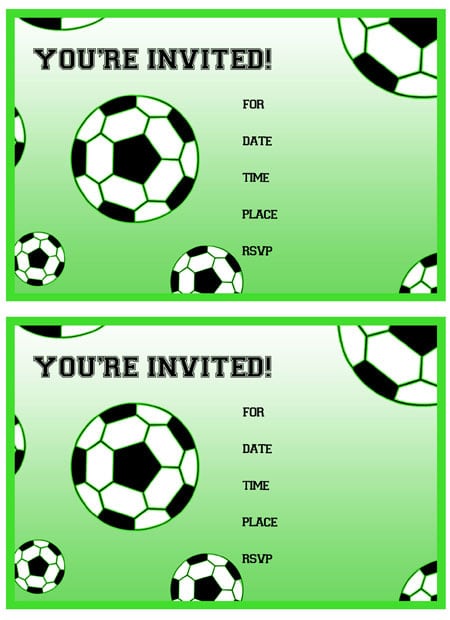 Birthday Invitation Soccer Printable
