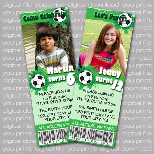 Birthday Invitations Soccer Theme Party