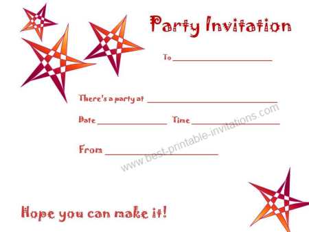 Birthday Party Printable Invitation Cards