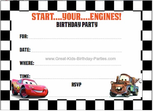 Cars Birthday Invitations Free