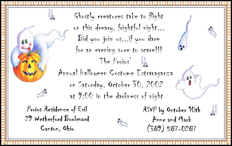 Childrens Halloween Birthday Invitation Wording